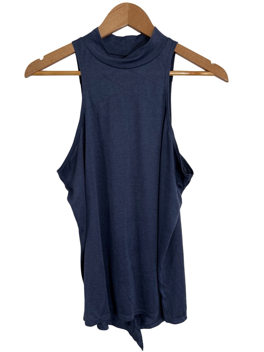 Prana Loretta Mock Neck Tie Back Tank Tunic Small Midnight Dew Blue Lightweight